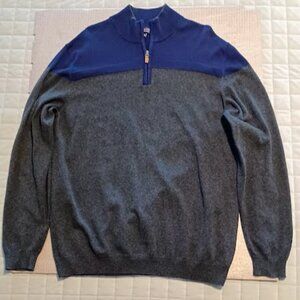 Roundtree & Yorke Tall Men's XLT Mock-Neck Half-Zipper sweater, Navy & Gray